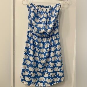 Lilly Pulitzer Tusk in Sun Blue Elephant Windsor Strapless Dress XS